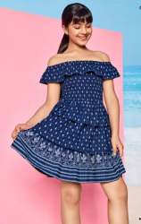Kids Girl Printed Off Shoulder Dress