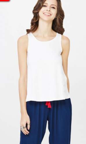 Plain Off White Tank Top by Desi Global