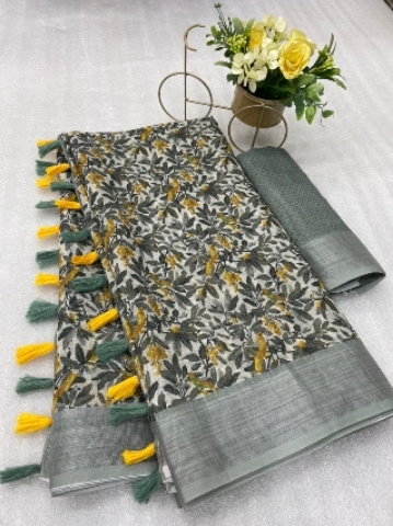 Designer Digital Printed Linen saree
