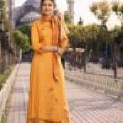 New Collection Mustard Yellow Bunkar Kurti