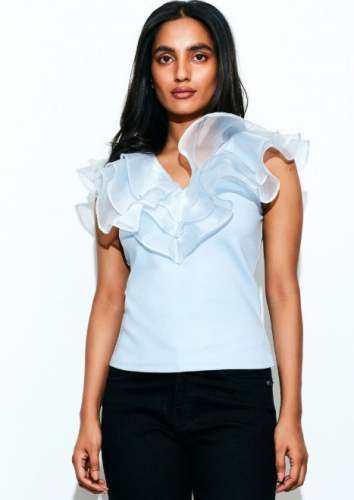 Sky Blue Ruffle Top by Cover Story