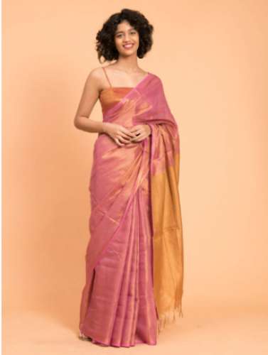 Suta Brand Linen Blend Zari Saree by Suta Private Limited