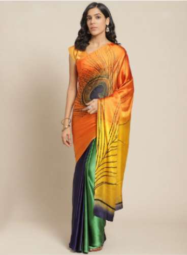 Pisara Brand  Satin Printed Saree by A and B Fashion