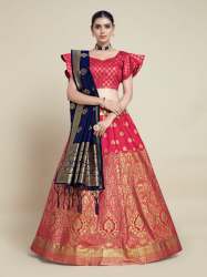 Art Silk Mimosa Brand Pink Lehenga Choli