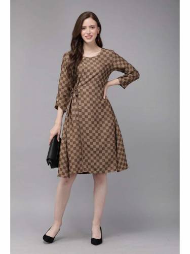Fancy Brown A Line One Piece by Mimosa Brand Kataria Silk House Private Limited