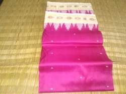 PLANE MINI BUTI PINK WHITE SAREE 