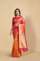 Beautiful Red And Orange Jacquard Saree