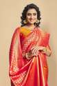 Beautiful Red And Orange Jacquard Saree thumb 2