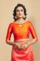 Beautiful Red And Orange Jacquard Saree thumb 3