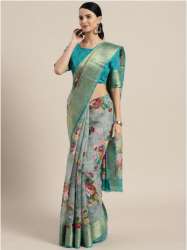 Saree Mall Linen Blend Printed Saree