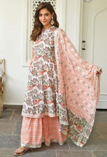 Janasya Block Printed Sharara Suit From Surat  by Janasya Brand Pvt Ltd