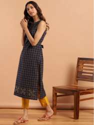 Janasya Check Design Cotton Kurti
