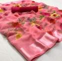 Fancy Linen Floral Print Saree thumb 1