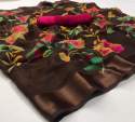 Fancy Linen Floral Print Saree thumb 7