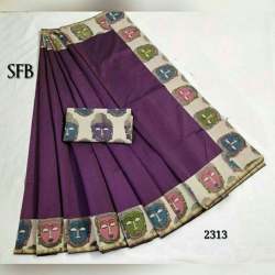 Chanderi Patchwork Border Saree