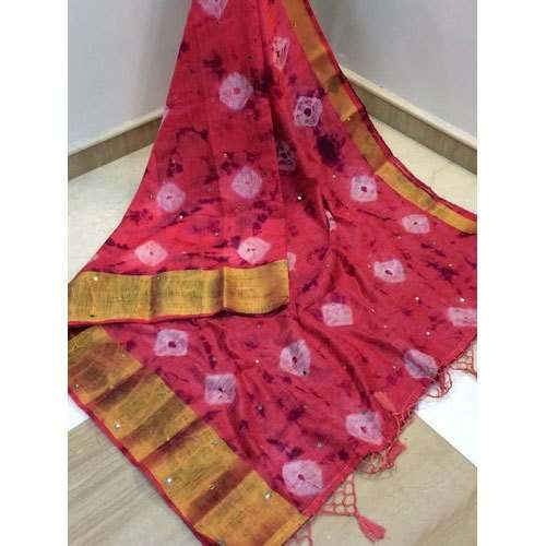 Party Wear Pure Linen Shibori Saree by SAAS Fashion Bazaar