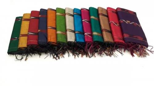 Fancy Semi Silk Cotton With Pochampalli Saree  by Prabhu Fabrics