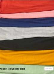 Kesari Snowfall Slub Polyester Lycra Fabric 