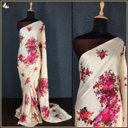 Floral Printed Japan Satin Saree