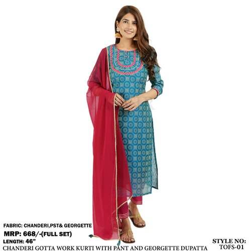 Designer Chanderi Kurti Set  by Tasvir