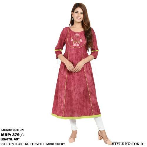 Designer Frock Long Cotton Kurti  by Tasvir