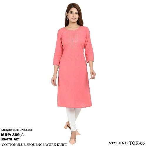 Peach Color Stylish rayon Kurti