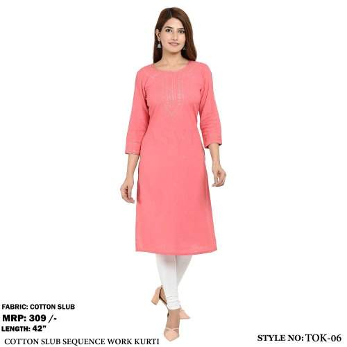 Peach Color Stylish rayon Kurti by Tasvir