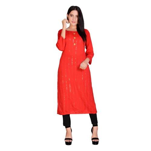 Beautiful Bold Red Sequence Work Kurti by Venus Creation