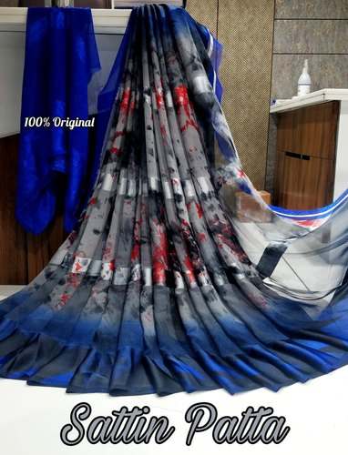 Satin patta Printed saree by Bharat Godavari Textiles