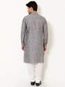 Men Ash Grey Linen Long Kurta thumb 2