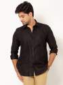 Men Carbon Black Full Sleeves LINEN Shirt