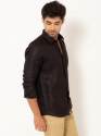 Men Carbon Black Full Sleeves LINEN Shirt thumb 1