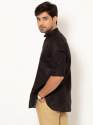 Men Carbon Black Full Sleeves Linen Short Kurta thumb 1
