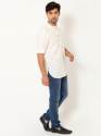 Men Ivory White Full Sleeves Linen Short Kurta thumb 2