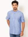 men-light-blue-full-sleeves-linen-short-kurta