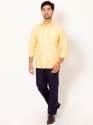 Men Light Canary Yellow Full Sleeves Linen Shirt thumb 2