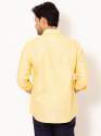 Men Light Canary Yellow Full Sleeves Linen Shirt thumb 3