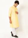 MEN LIGHT CANARY YELLOW LINEN KURTA thumb 2