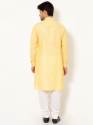 MEN LIGHT CANARY YELLOW LINEN KURTA thumb 3