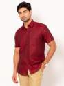 Men Merino Maroon Half Sleeves Linen Shirt thumb 1