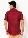 Men Merino Maroon Half Sleeves Linen Shirt thumb 3
