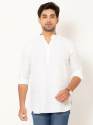 men-milky-white-full-sleeves-linen-short-kurta