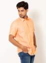 Men Mineral Orange Half Sleeves Linen Shirt thumb 1