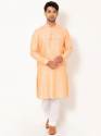 Men Mineral Orange Linen Long Kurta