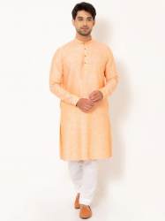 Men Mineral Orange Linen Long Kurta
