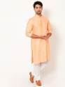 Men Mineral Orange Linen Long Kurta thumb 1