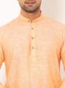 Men Mineral Orange Linen Long Kurta thumb 3
