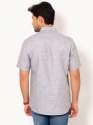 Men Oxford Grey Chambray Half Sleeves Linen Shirt thumb 3