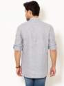 Men Oxford Grey Full Sleeves Linen Short Kurta thumb 3