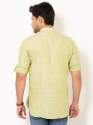 Men Pistachio Green Full Sleeves Linen Short Kurta thumb 3